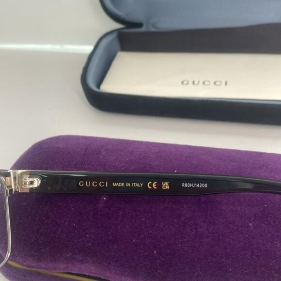 New - GUCCI GG0750O 001 square optical matte black and silver with shiny black… - Picture 9 of 9